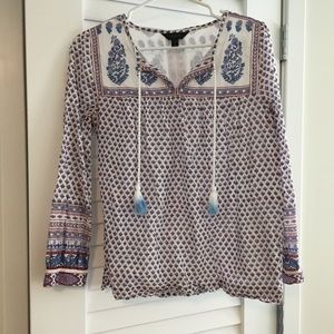 GUC J. Crew Tassel Popover Top Size 2